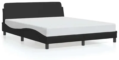 Image de vidaXL Structure de lit "Dover", noire, 152x203 cm, similicuir