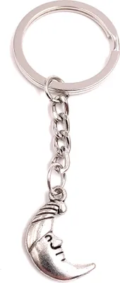 Produktbild von Onwomania Schlüsselanhänger Halbmond Mond Schlafend silber Metall Anhänger Charm