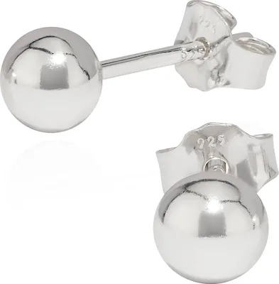 Produktbild von Paar Kugel Ohrstecker 925 Sterling Silber Kugelstecker 5mm 5307