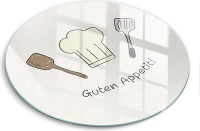 Produktbild von Glasschneideplatte - Herdabdeckplatte - fi30 cm - Schneidebrett - Spritzschutz - GUTEN APPETIT!