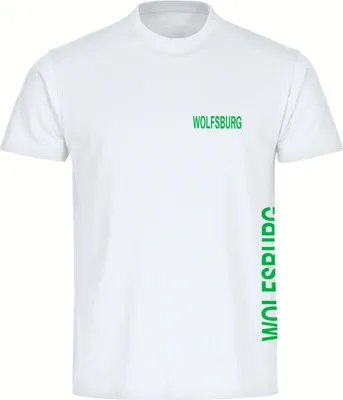 Produktbild von multifanshop Herren T-Shirt - Wolfsburg - Brust & Seite, weiß, Größe S