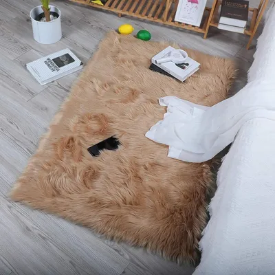 Obrázok produktu pre Koberček imitácie ovčej vlny, veľmi mäkký, hnedý, 60 x 90 cm