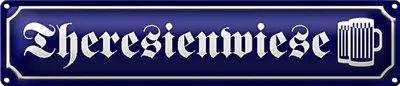 Produktbild von Blechschild Straßenschild 46x10cm Theresienwiese Bier Dekoration