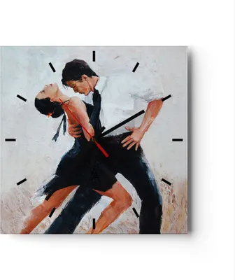 Produktbild von Wanduhr - Quadrat - Glasuhr - tanzen sie - 30x30cm - Schleichendes Uhrwerk - Lautlos - zum Aufhängen bereit - Dekoration Modern - Wanddekoration aus Glas - C3AC30x30-3771