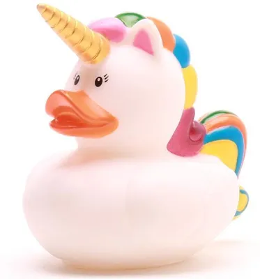 Produktbild von Badeente Einhorn weiss Vinyl 9 cm