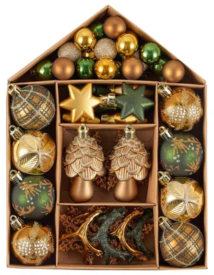 Weihnachtskugeln 70 Stück, 3–9 cm, unzerbrechlich, kupfer-grün