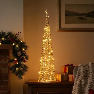 Zdjęcie produktu dla Choinka świecąca stożek złota 80 LED 80 cm