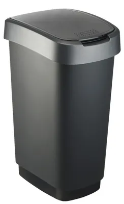 Produktbild von ROTHO Schwingdeckeleimer schwarz/anthrazit, Inhalt: 50 Liter, Höhe: 600 mm