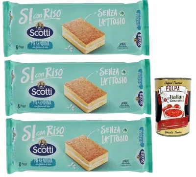Produktbild von Scotti Italian Gourmet Si con Riso Merendine Farina di Riso, Kuchen Snack 3 x 200g