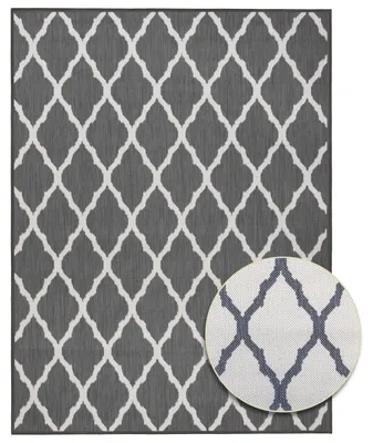 Produktbild von Primaflor Indoor- & Outdoorteppich REVERSO Rhombus Grau 120x160cm - Wetterfester Wendeteppich - Flachgewebte Lounge Teppich für Balkon & Terrasse