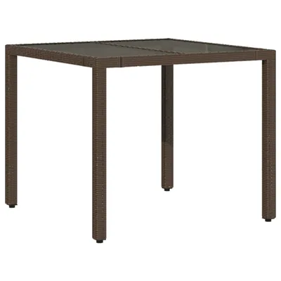 Immagine prodotto di Tavolo da Giardino Piano in Vetro Marrone 90x90x75cm Polyrattan