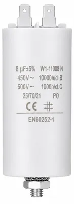 Startcondensator 8 µF, 450 V AC, einphasig, 4 Klemmen