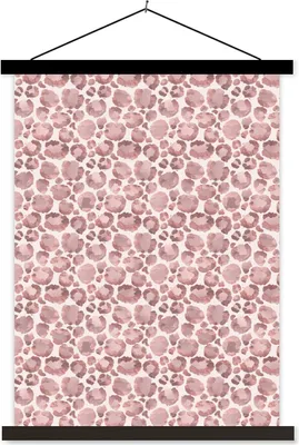 Produktbild von MuchoWow® Textilposter Pantherdruck - Rosa - Aquarellfarbe 60x80 cm mit schwarzem Rahmen - Plakathalter