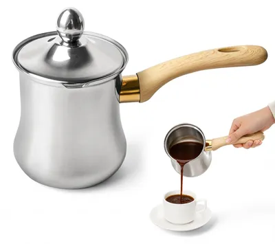 Türkische Kaffeekanne 720 ml Edelstahl Cezve mit Deckel