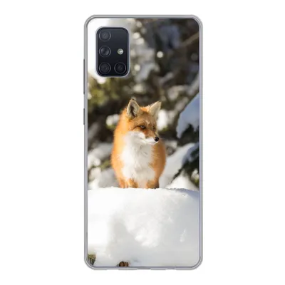 Produktbild von MuchoWow® Handyhülle Schutzhülle Hülle für Samsung Galaxy A71 Fuchs - Schnee - Baum Silikon Softcase Handy Hülle - Kartenbesitzer
