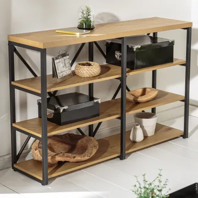 Produktbild von riess-ambiente Industrial Bücherregal STUDIO 110cm Eichenoptik mit Metallgestell Regal Standregal Ablage