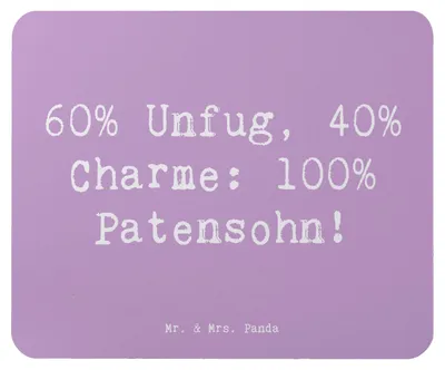 Produktbild von Mr. & Mrs. Panda Mauspad Spruch Patensohn Charme - Lavendeltraum - Geschenk, Besonders, laptop mousepad, Patenkind, Familienleben, Verwandte, handgemacht, mousematte