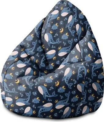 Obrázok produktu pre Dreamroots Fazuľový vankúš pre deti s výplňou, podlahový vankúš pre deti, detský vankúš 70x70x105 cm, podlahový vankúš pre deti, veľryby