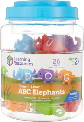 Imagen del producto de Recursos educativos: Set "Snap-n-Learn ABC" con 26 piezas de elefantes