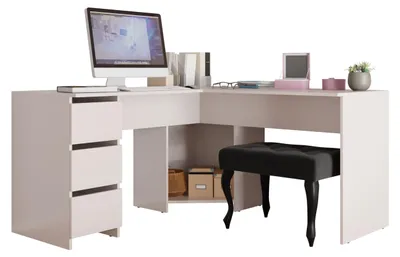 Produktbild von MIRJAN24 Eckschreibtisch Fotyn, Schreibtisch L-Form, Ecktisch vom Hersteller, Jungenzimmer (Farbe: Cashmere)