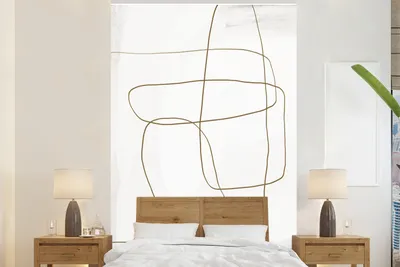 Produktbild von MuchoWow® Fototapete für Wohnzimmer oder Schlafzimmer Wandtapete Vinyl Motivtapete Braun - Weiß - Minimalismus - Abstrakt - 170x260 cm - Wohnzimmertapete