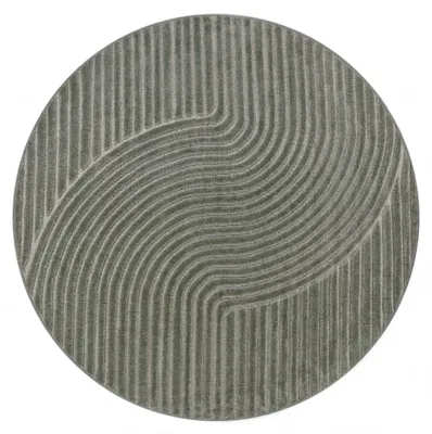 Produktbild von Paco Home Outdoor Teppich Wetterfest Balkon Wohnzimmer Boho Geometrisches Muster Einfarbig 120 cm rund