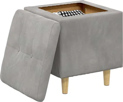 Produktbild von "im Diskont"Hocker/Aufbewahrungsottomane - CLORIS - Sitzbank mit Stauraum - Robust und langlebig - mit Kissen Hellgrau 40x40x45cm Samt - Barhocker NeuMöbel6520435