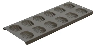 Image de Moules à madeleines, 12 cavités, dimensions 350 x 145 x 15 mm, chaque cavité de forme 55 x 44 mm