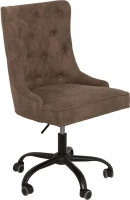 Produktbild von Bürostuhl VICTORIAN 49-57cm Mikrofaser braun im Chesterfield Stil