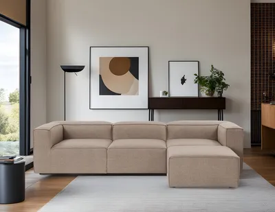 Produktbild von Hanah Home, Fora - Brown, Ecksofas, Braun, Leinen, 297 x 66 x 190 x  cm