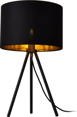 Obrázok produktu pre Stolová lampa 'Metz' E14 Max. 40W Trojnožková stolová lampa Látkové tienidlo a kovové nožičky Nočná lampa čierna
