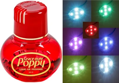 Produktbild von Original Poppy Lufterfrischer mit LED-Beleuchtung, 5 Volt USB-Stecker, 5 LEDs 7 Farben Farbwechsel, Duft Cattleya Inhalt 150 ml, für LKW, PKW, Boot, Wohnmobil