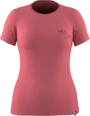 Rosa T-Shirt für Damen von La Sportiva; Modell "Climb Flower"; mit rundem Ausschnitt und kurzem Arm.