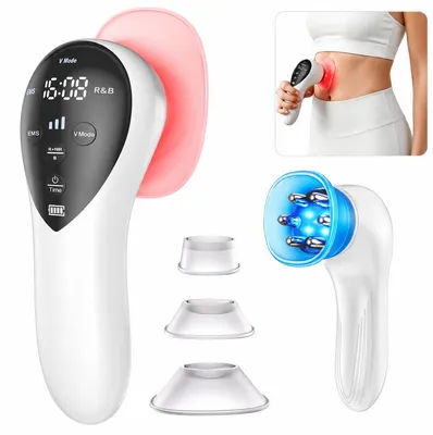 Produktbild von Körpermassagegerät elektrisch, 5 in 1 Cellulite Massagegerät mit EMS, Rotlicht und Schröpfmassage, Körperstraffungsgerät für Bauch, Beine und Rücken