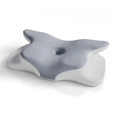 Produktbild von Juskys Nackenkissen 1er Set - Ergonomisch, Memory-Foam-Füllung - weiß / grau