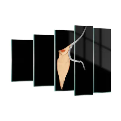 Produktbild von Bilder auf glas - 5 Teile - Schwarz Frau Hut - 150x100cm - Glasbilder - Wandbilder - Bilder - zum Aufhängen bereit - Wanddekoration aus Glas - Glas Bilder - Wandbild auf Glas - GEG150x100-4341