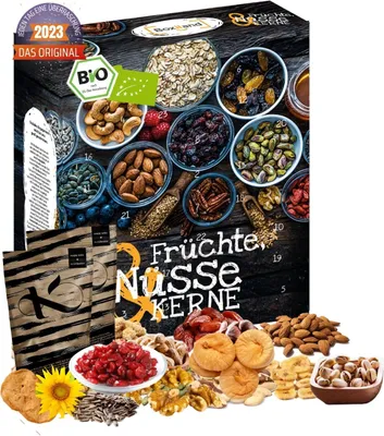 Produktbild von BOXILAND® Früchte Nüsse & Kerne Adventskalender 2026 Bio 24 Snacks Nussmix