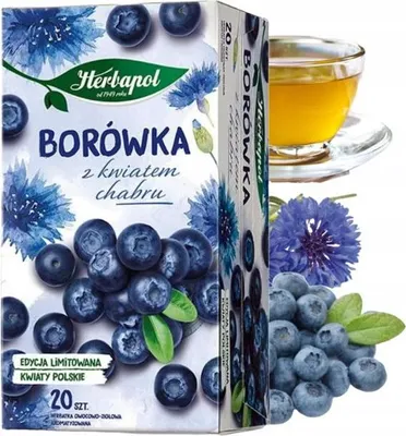 Produktbild von Herbapol Heidelbeere Kornblumenblüten Tee 20 Teebeutel - Früchtetee Mischung