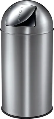 Produktbild von Abfallbehälter mit Pushdeckel & Inneneimer aus Metall | 40 Liter, HxBxT 74x34x34cm | Matt Edelstahl / Silber