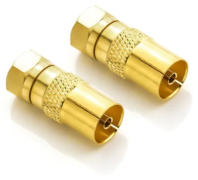 Produktbild von deleyCON SAT Antennenadapter Kabel auf SAT Adapter SET F-Stecker auf IEC-Buchse Kupplung Verbinder Koaxial Adapter SAT Kabel Vergoldet - 2 Stück
