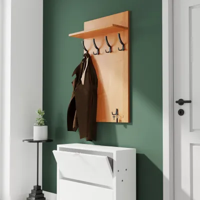 Produktbild von AKKE Erle Garderobenpaneel MAXI - SCHWARZE haken BxH: 60x120 cm