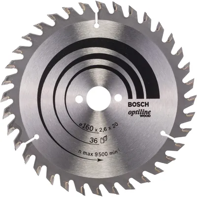 Image de Lame de scie circulaire 160 x 20 x 2,6mm Optiline Wood pour le bois 36 dents - BOSCH - 2608640597