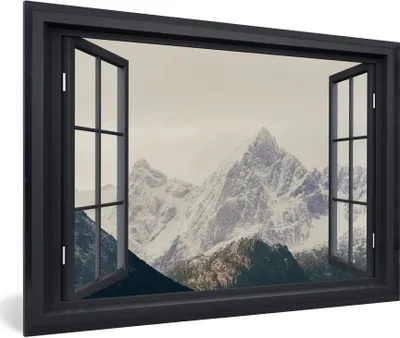Produktbild von MuchoWow® MuchoWow® Gerahmtes Poster Aussicht - Berg - Schnee 90x60 cm - Poster mit zchwarzem Bilderrahmen - Fotorahmen - Foto-Plakat