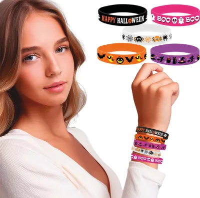Image de Bracelets d'Halloween Motifs magiques Sorcières Citrouilles Fun effrayant Accessoires de fête, couleur : multicolore