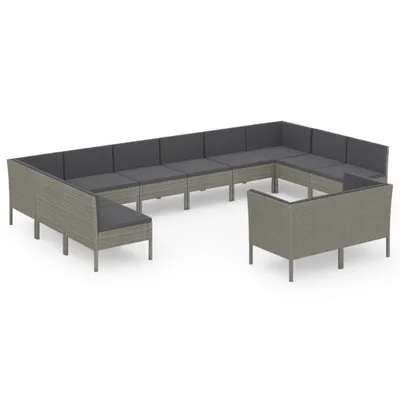 Immagine prodotto di vidaXL Set da giardino lounge da 12 pezzi con cuscini in polyrattan grigio