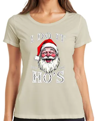 Immagine prodotto di I DO IT FOR THE HO'S Father Christmas Humour Funny Christmas Ladies T-Shirt, Nature, L