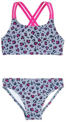 Immagine prodotto di Costume da bagno a due pezzi Playshoes per bambine, motivo "Leo" su tutta la superficie, colore grigio, taglia 146-152