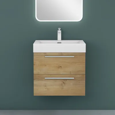 Produktbild von Mai & Mai Badmöbelset Komplett Set Waschbeckenunterschrank 60cm Unterschrank mit Waschschbecken aus Mineralguss Quadratto