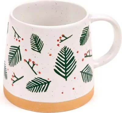 Produktbild von Konischer Becher aus Steingut mit Kiefernzweigbeeren