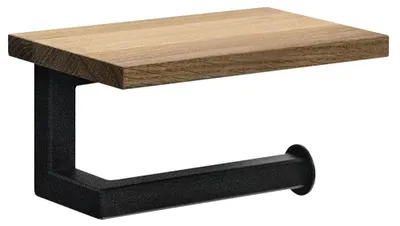 Produktbild von SKA Toilettenpapierhalter mit Ablage 15x8x10cm, schwarz matt/Eiche